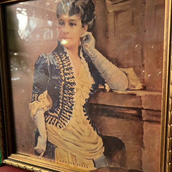 Vintage 1970 gentle julia attic shop calendar sign monticello framed read 8.5” - Picture 5 of 14